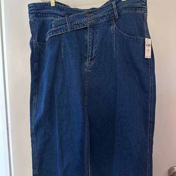 Plus Size Anthropologie - The Arden Double Waist Midi Skirt by Pilcro - Picture 3 of 6